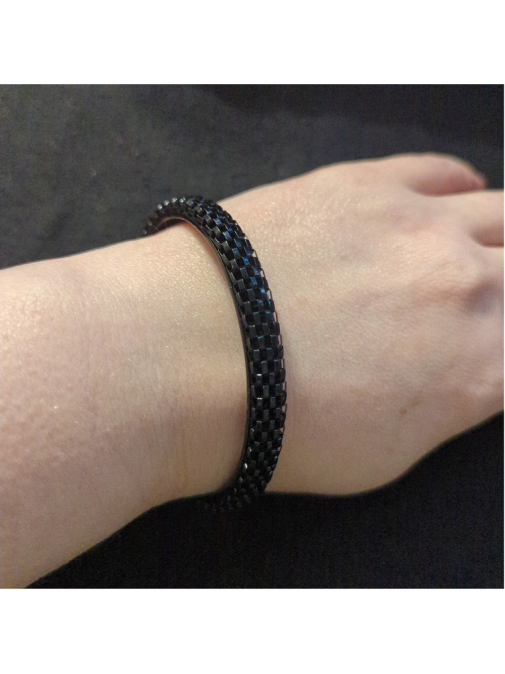 Black Mesh Bangle Statement Bracelet